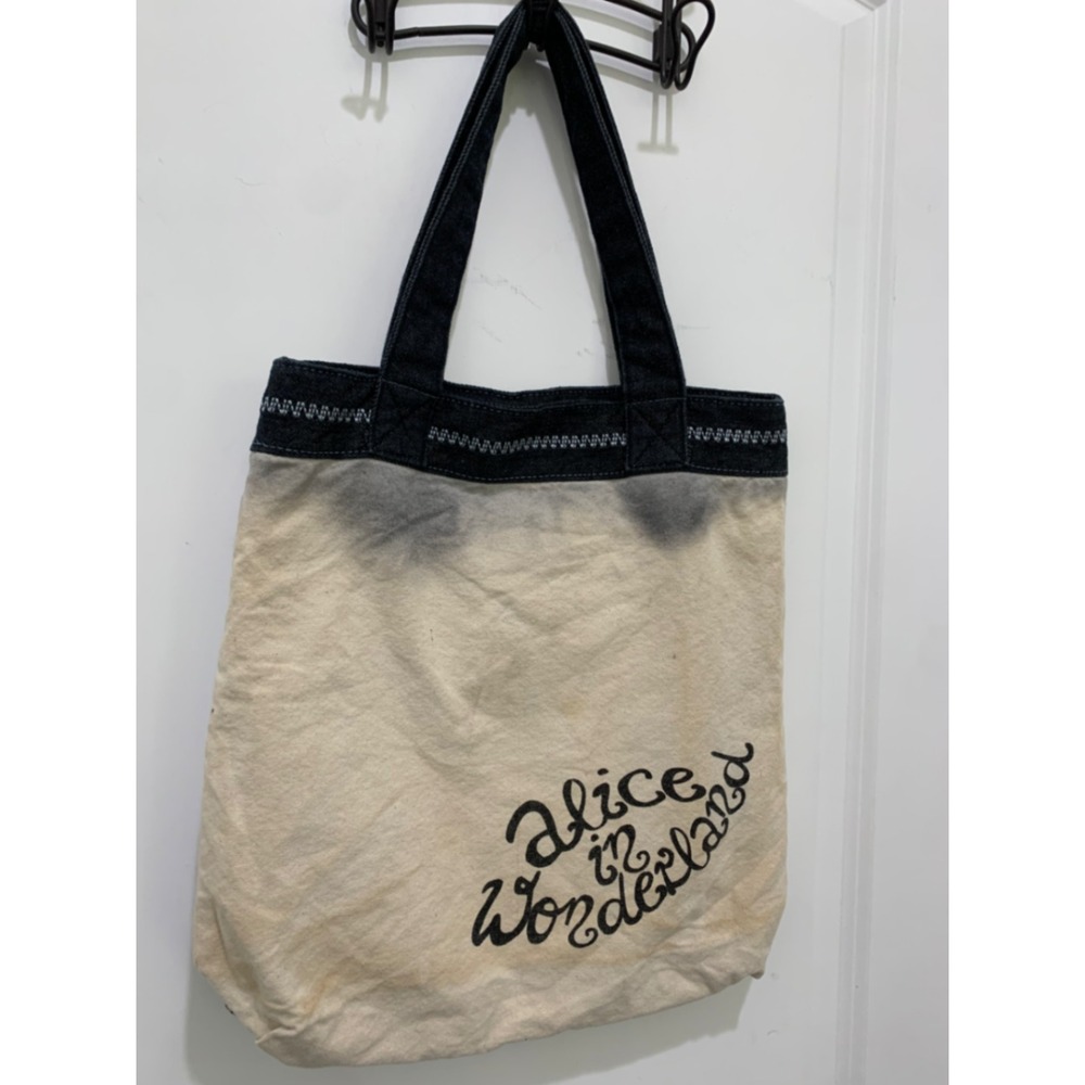 Disney Loungefly Alice in Wonderland Denim Canvas Tote Bag Cheshire Cat - Picture 4 of 7